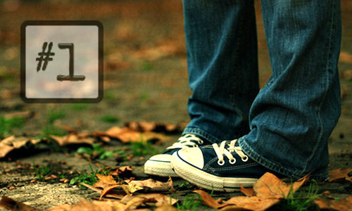 shy embarrased apology feet sneakers fall leaves close closeup