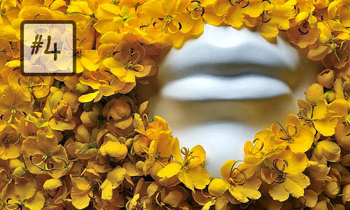 mannequin lips flowers artistic yellow flower petals
