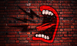 say my name - The Best Advice So Far - graffiti big mouth on brick wall