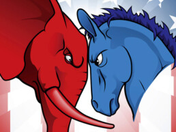 how to vote - The Best Advice So Far - red elephant and blue donkey head-to-head