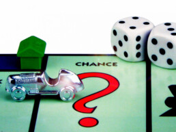 The Best Advice So Far - chance - silver car, green house and dice on the Monopoloy 'Chance' space